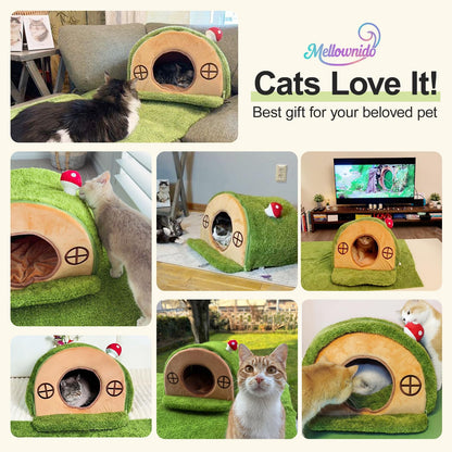 Mellownido Cat House for Indoor Cats Cute Cat Bed Cave, Tree Hole Bed