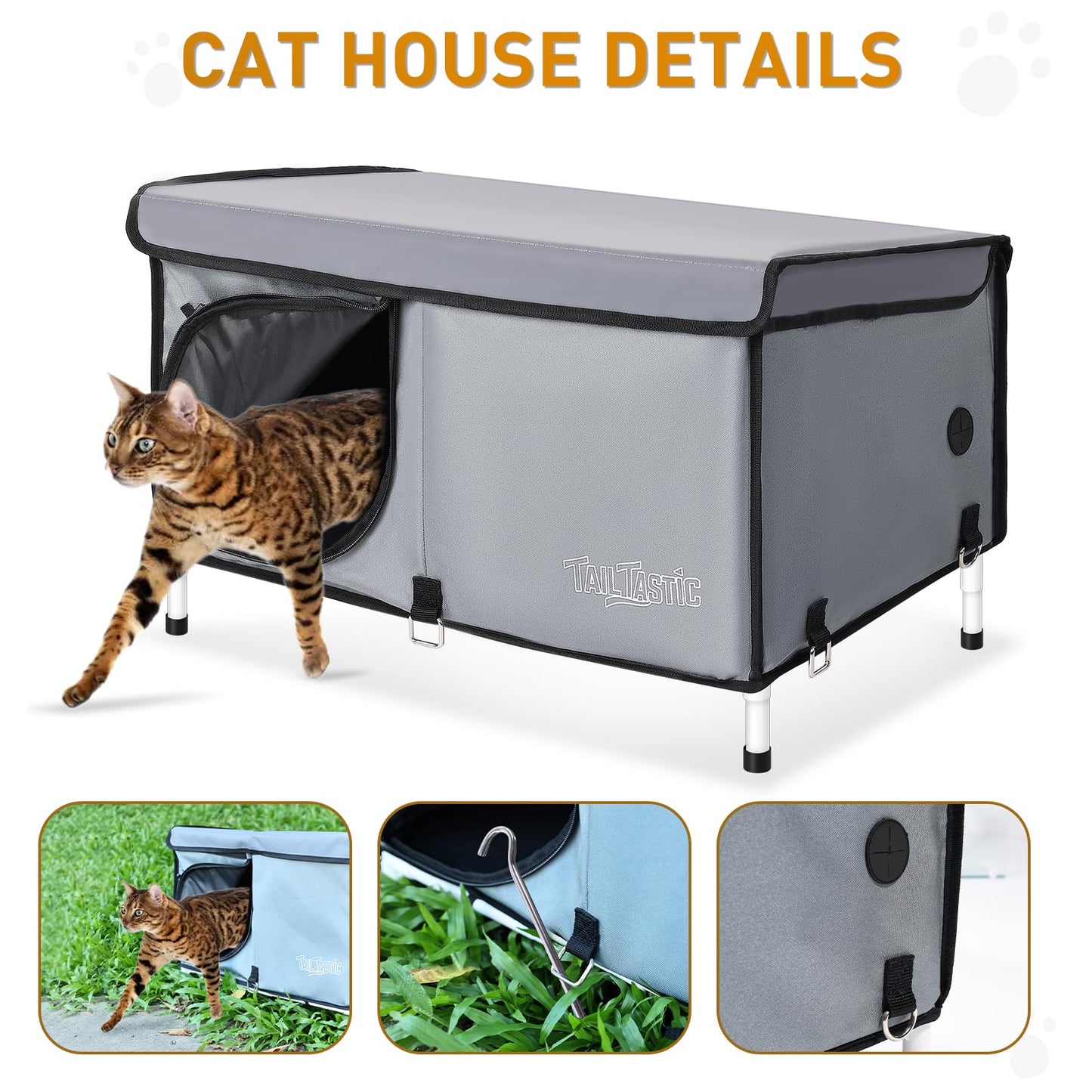 Outdoor Cat House Elevated,Insulated Feral Cat House Outdoor Bed