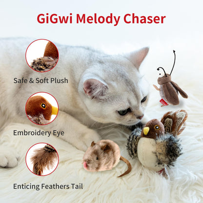 PETGEEK Gigwi Simulated Chirping Bird Cat Toy, Fake Feather