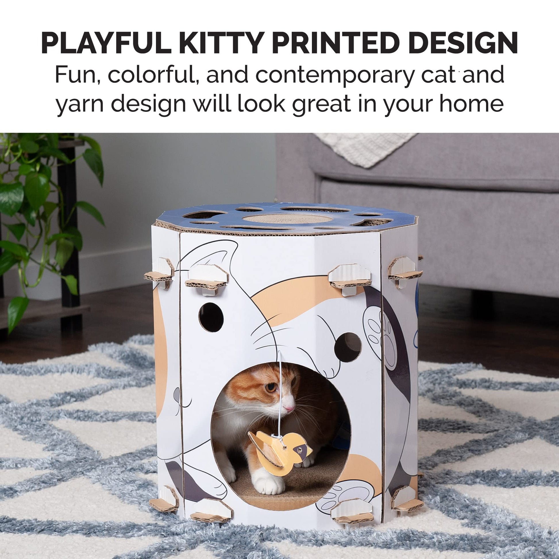Furhaven Cardboard Hideout w/ Catnip for Indoor Cats, Ft. House
