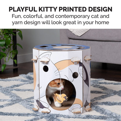 Furhaven Cardboard Hideout w/ Catnip for Indoor Cats, Ft. House