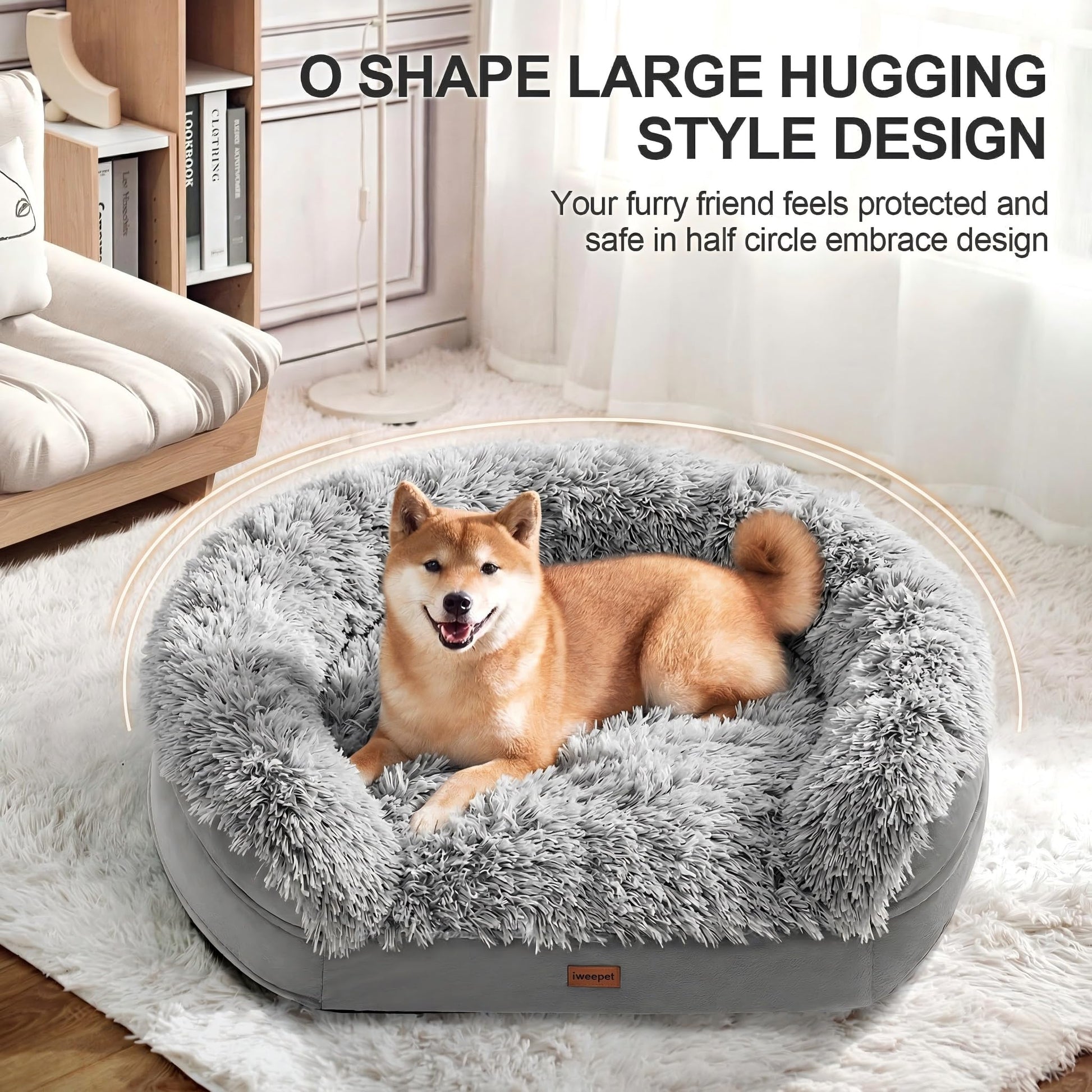 iweepet Thickened Orthopedic Dog Beds for Extra Large Dogs, Fluffy Bed