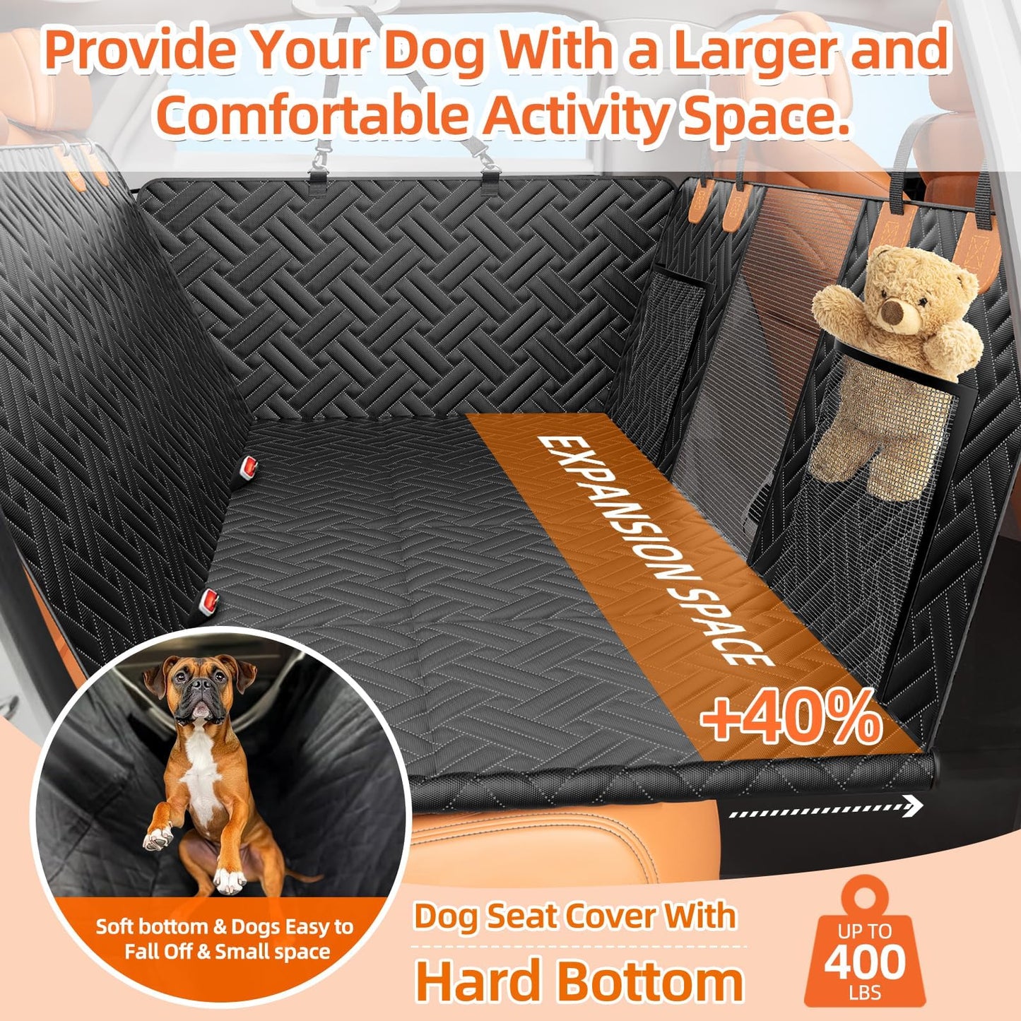 LEHNI Back Seat Extender for Dogs,Hard Bottom Car Seat Cover