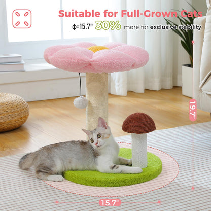 PETEPELA Cat Scratching Post, Mushroom Cat Scratcher Cute Cat Tree