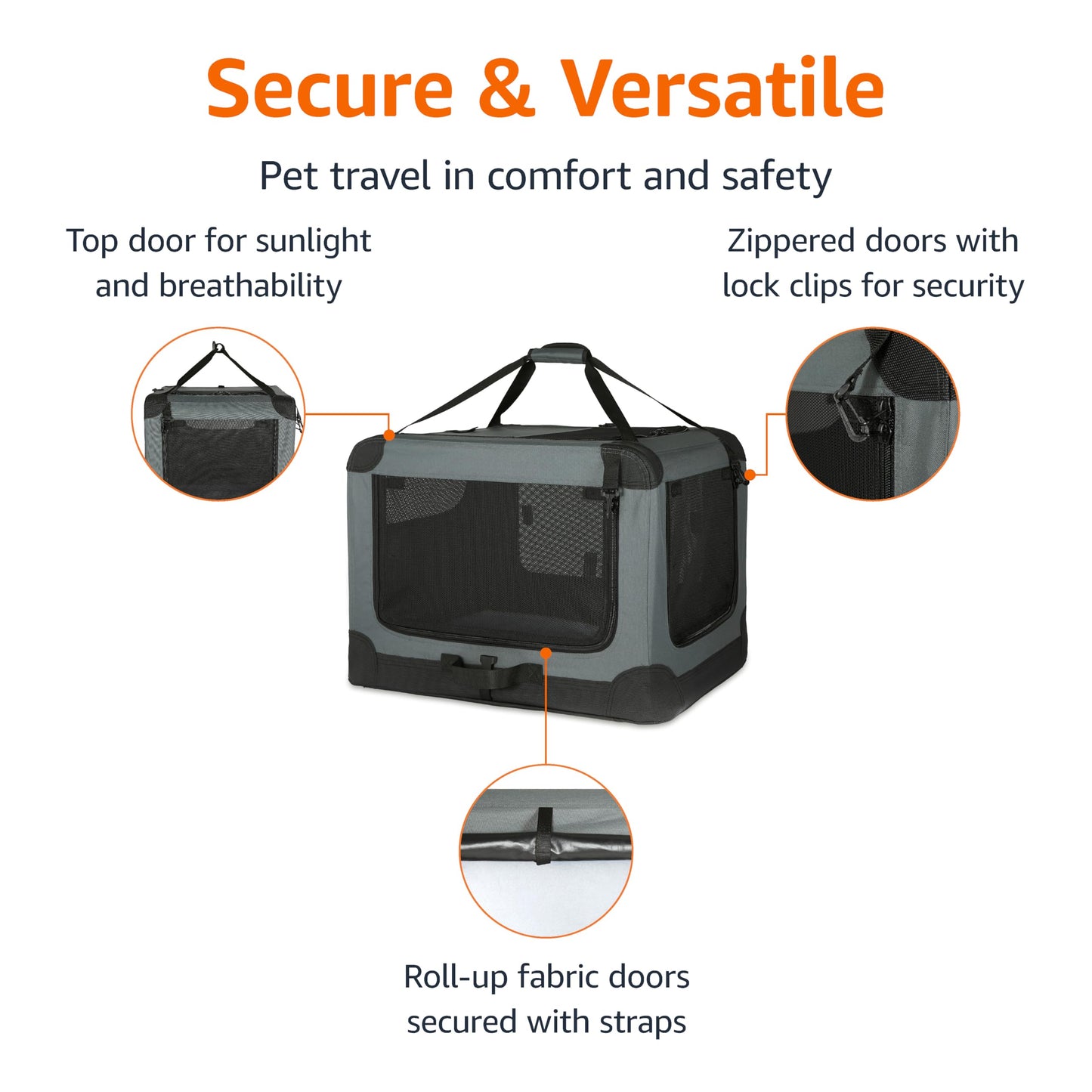 Amazon Basics 4-Door Portable Folding Soft Dog Crate, Crate