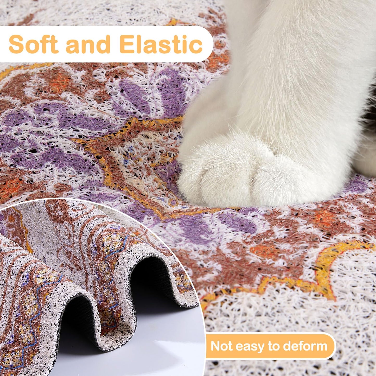 Glittme Cat Litter Mat with Non-Slip Bottom Litter Box Mat X22" Litter