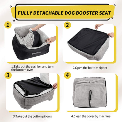 BurgeonNest Dog Car Seat for Small Dogs, Soft Pet Car Travel Home Bed