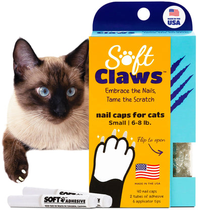 Soft Claws Cat Nail Caps for Small Cats-(40 Caps, Sparkle)-Made