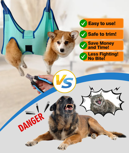 Kkiimatt Dog Grooming Hammock, XXS Dog Hanging Harness Holder for Nail