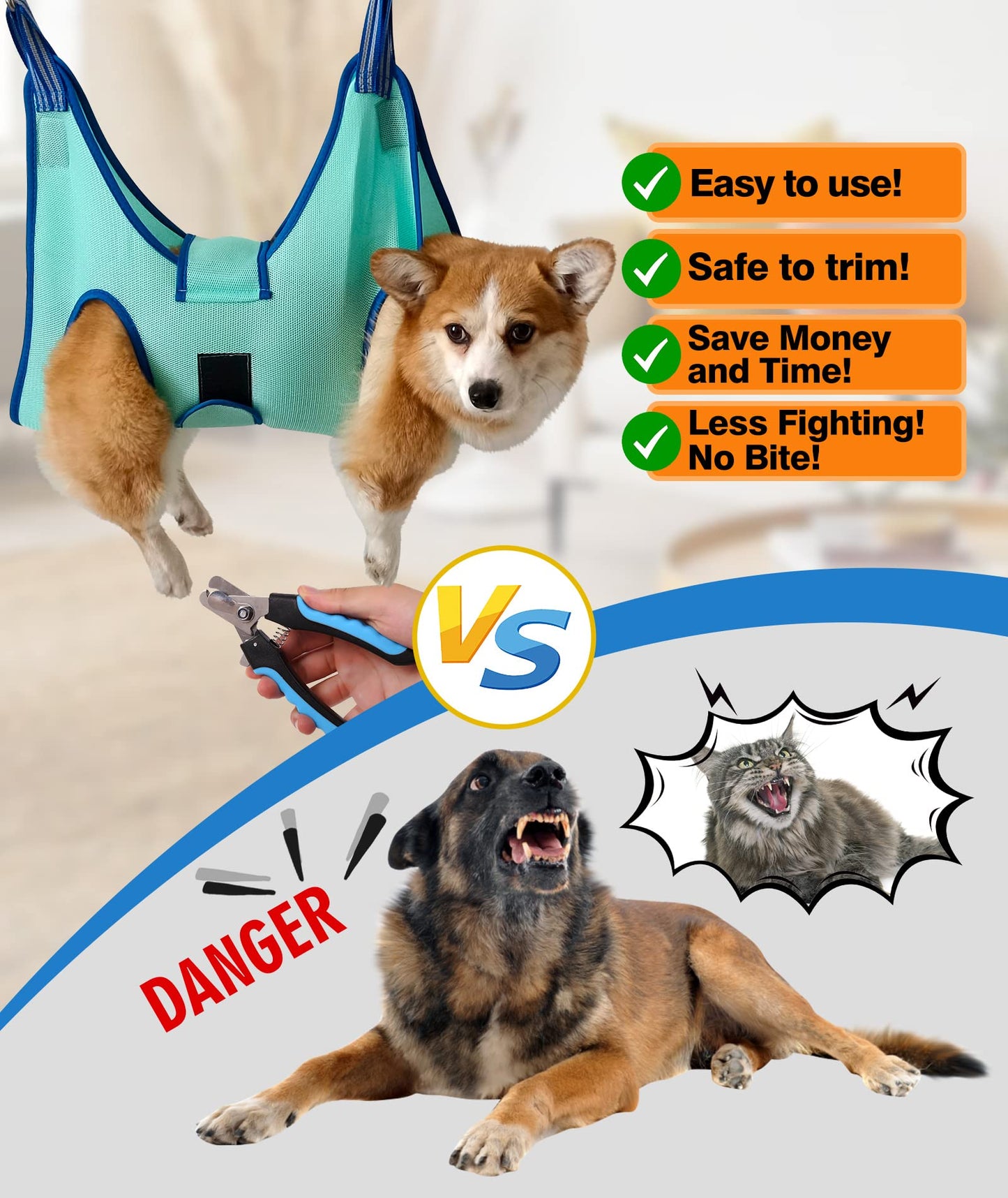 Kkiimatt Dog Grooming Hammock Harness, Hanging Harness Holder for Nail