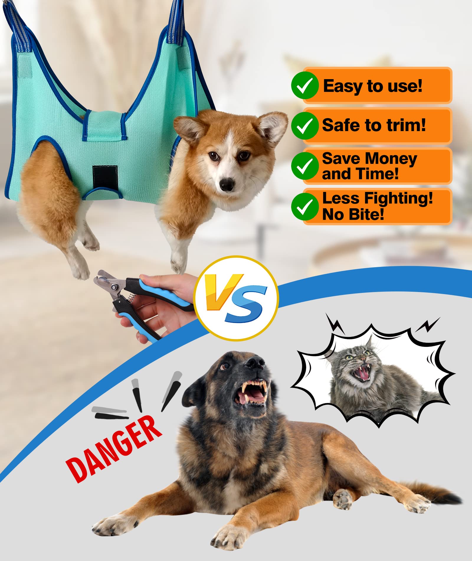 Kkiimatt Dog Grooming Hammock Harness, Hanging Harness Holder for Nail