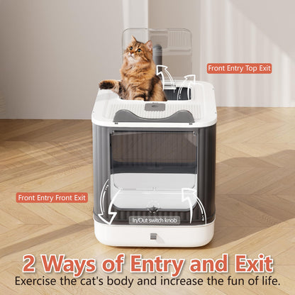 Upgraded Fully Enclosed Cat Litter Box with Lid, Covered Cat Box