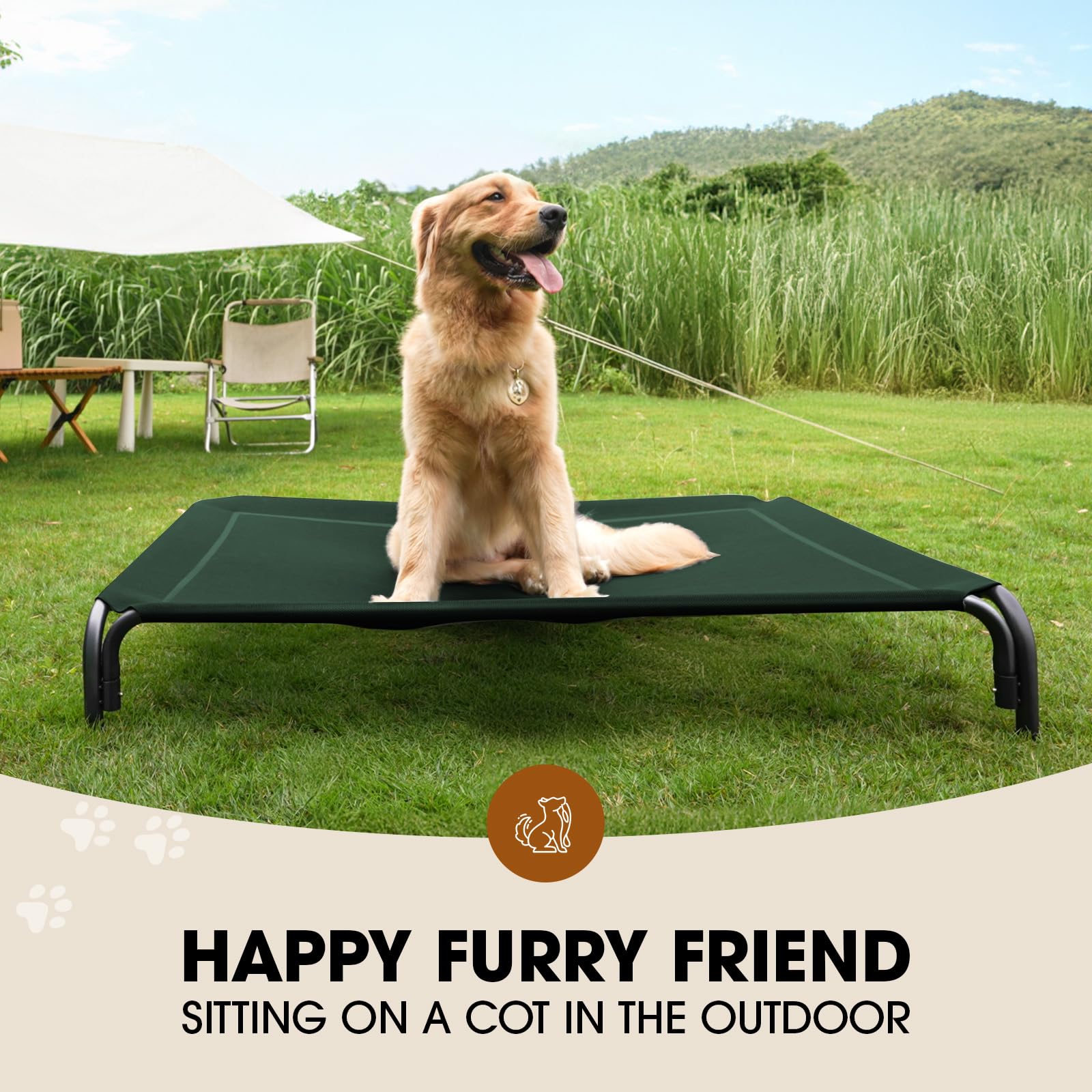 Elevated Dog Bed, Raised Outdoor Dog Bed for Medium Sized Bed