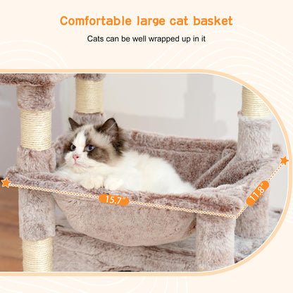 Heybly Cat Tree, Kitten Tower with Large Soft Cat Basket, Cat Condo