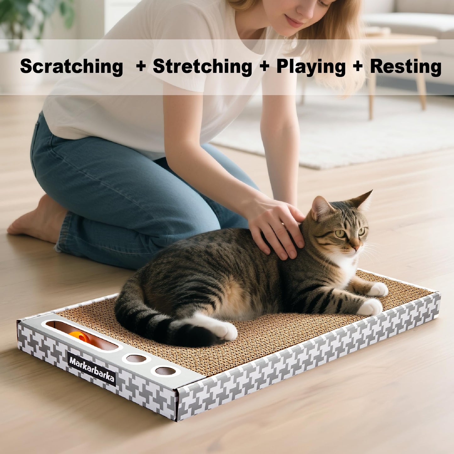 MARKARBARKA Cat Scratching Board 3 Pack Reversible Cardboard Scratcher