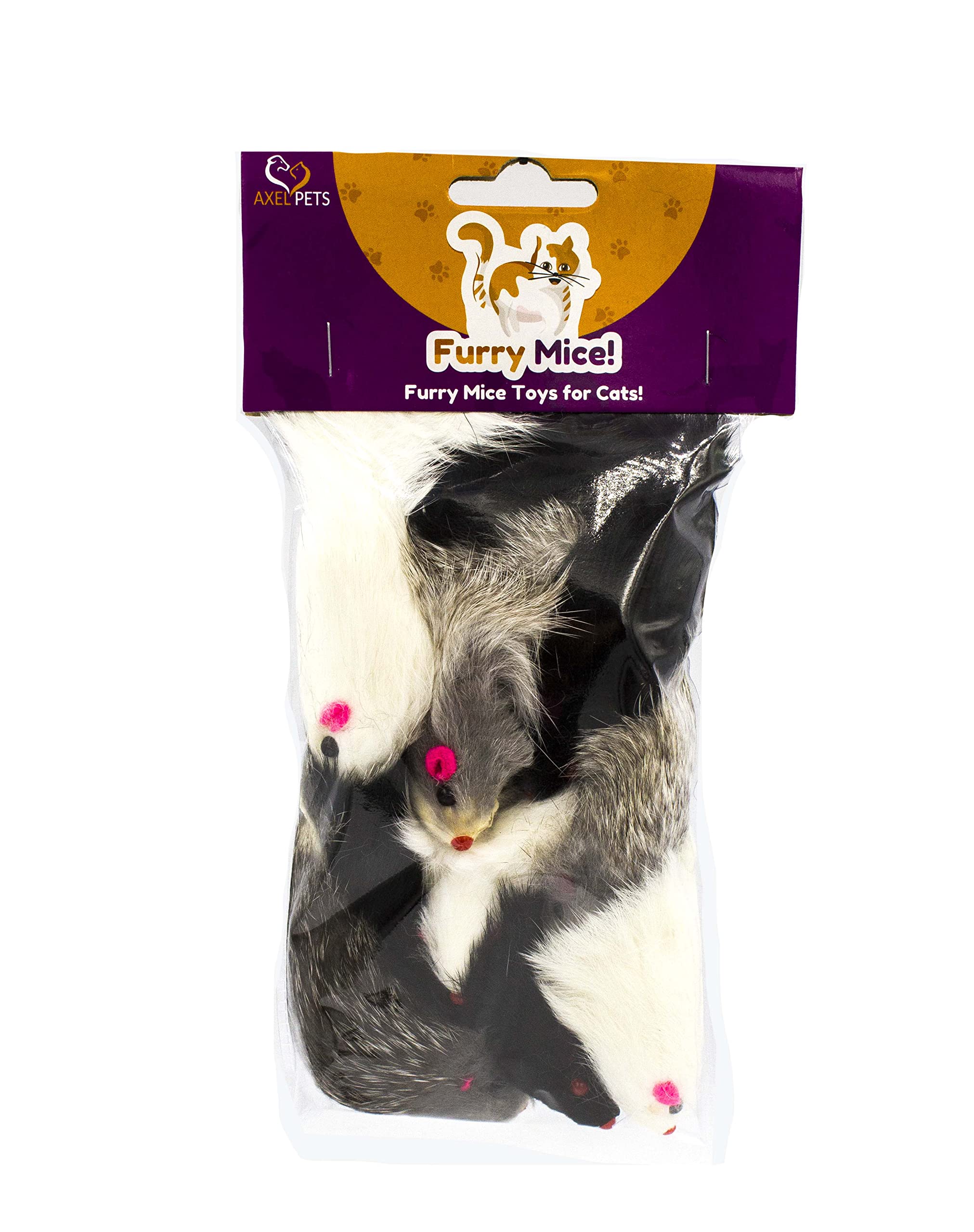 AXEL PETS 10 Giant Furry Mice with Catnip and Rattle Sound Made Catnip
