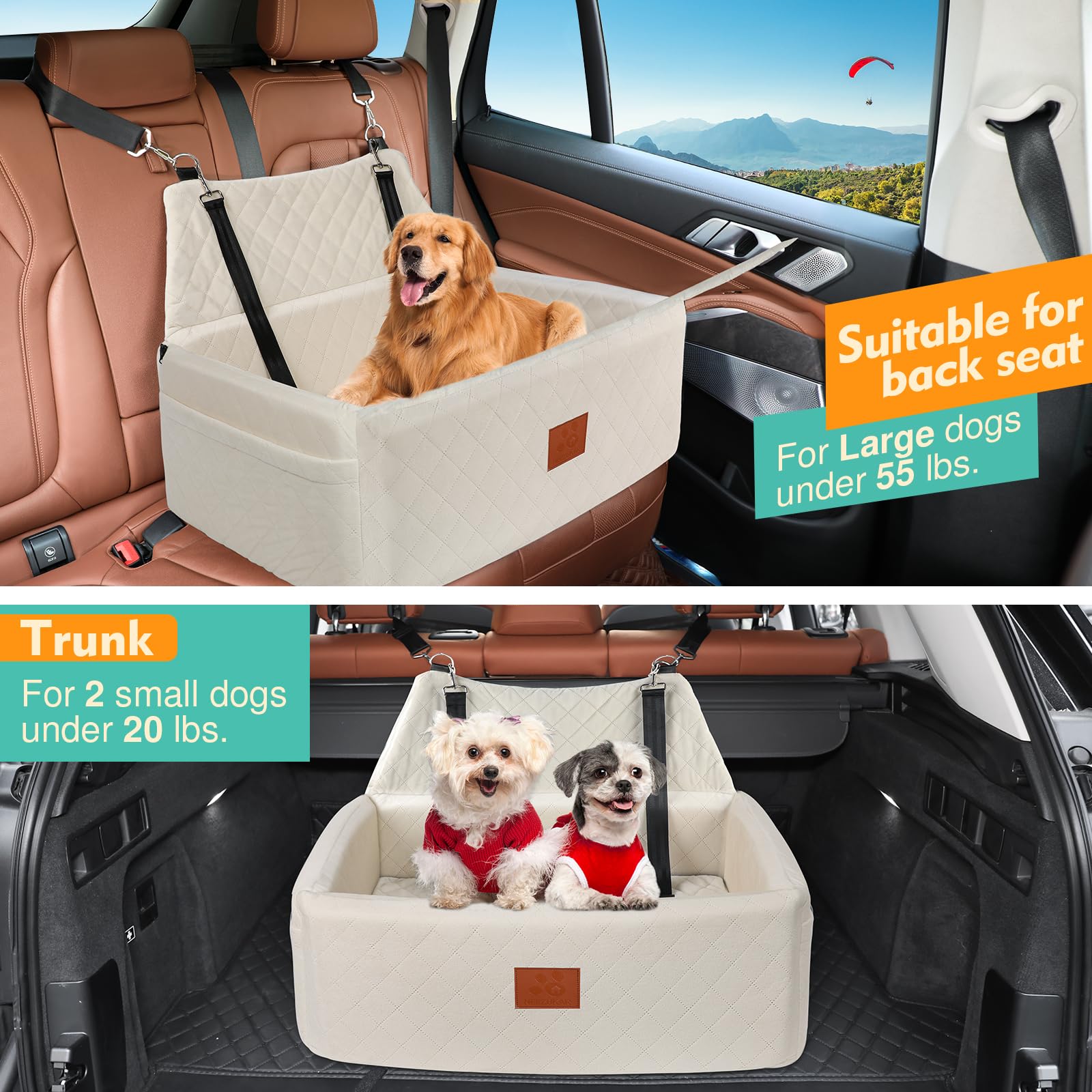 NEEZUKAR Dog Car Seat for Large Medium Dogs,Washable Pet Carseat Seat