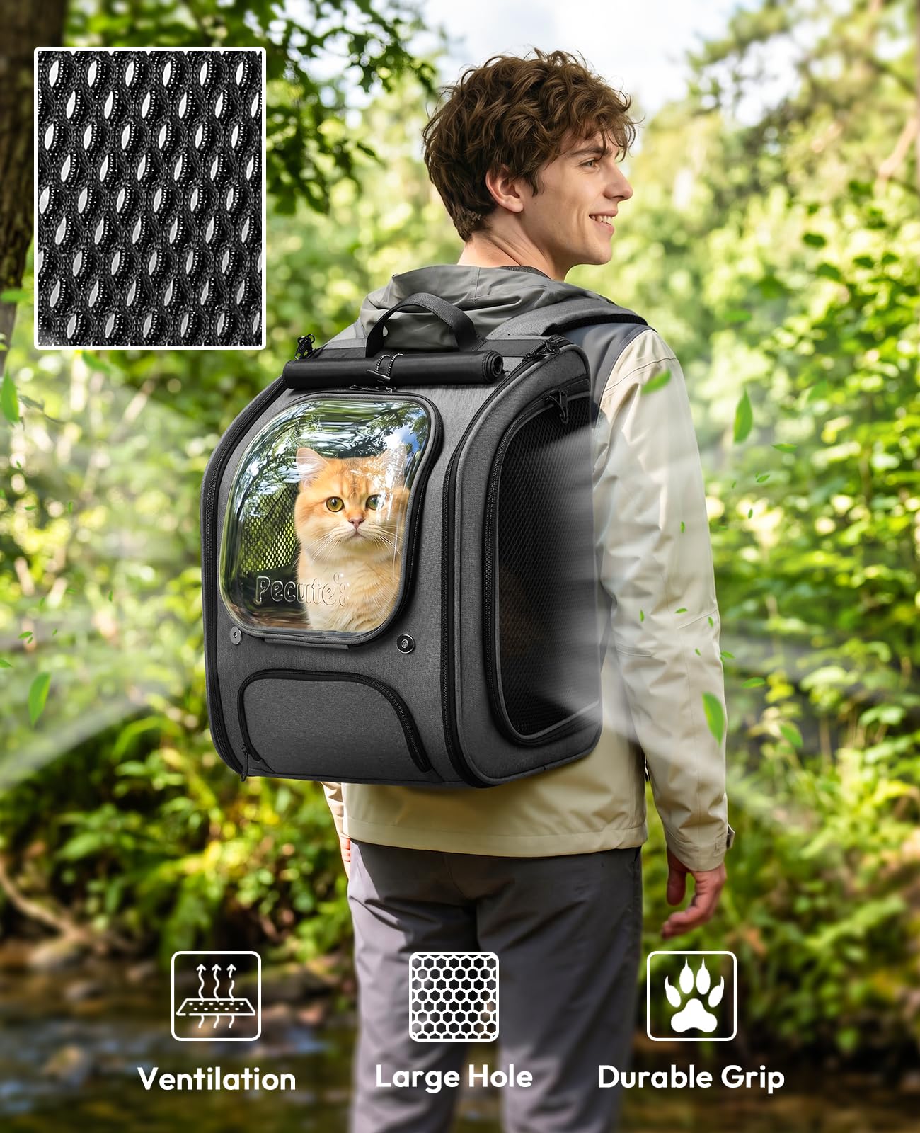Pecute Cat Backpack Carrier, Large Space Cat Bubble Backpack