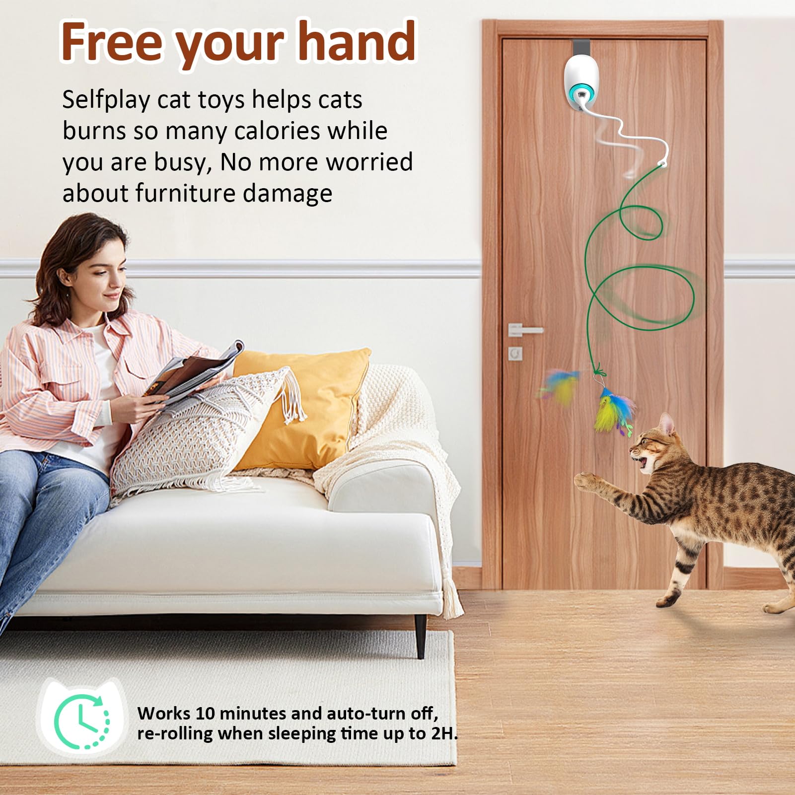 Mdupw Cat Toys for Indoor Cats,Interactive Door Hanging Teaser