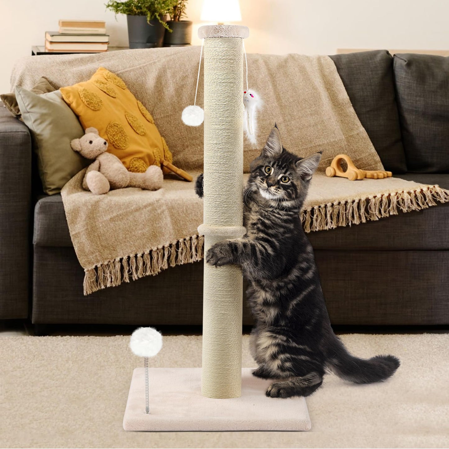 Tall Cat Scratching Post Sisal Cat Scratcher for Indoor Tower
