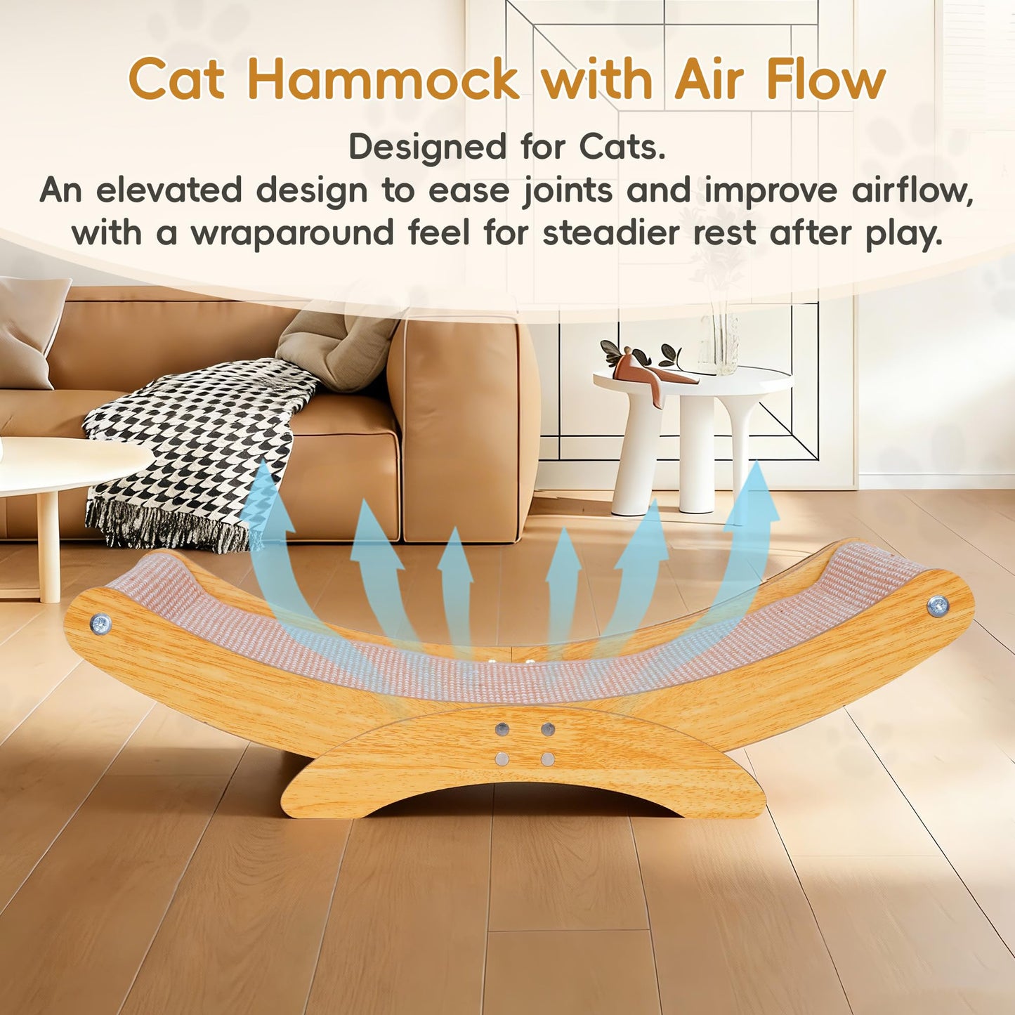 Extra-Larger Cat Scratcher Bed for Indoor Cats 27.6" Natural Sisal Pad