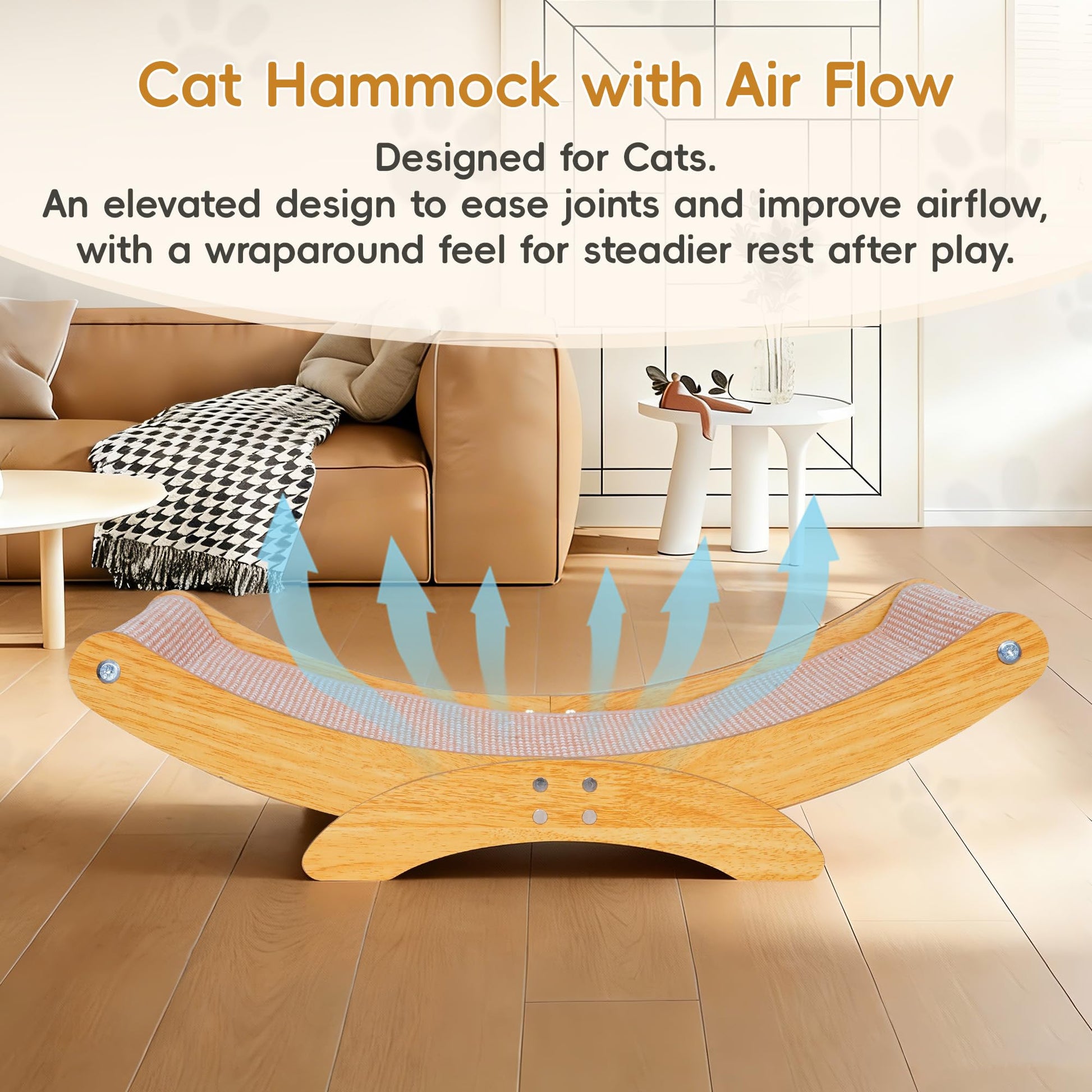 Extra-Larger Cat Scratcher Bed for Indoor Cats 27.6" Natural Sisal Pad