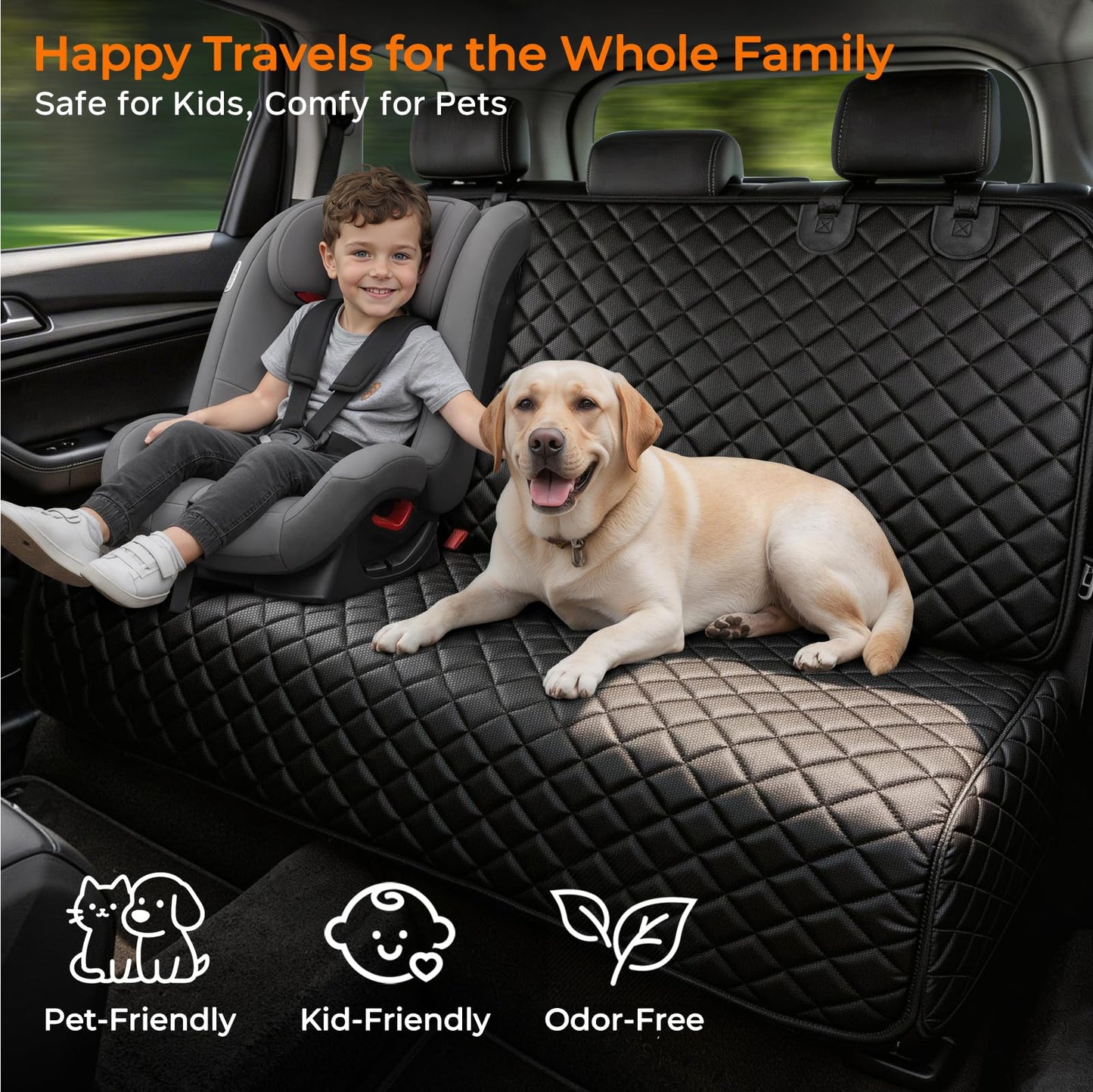 URPOWER Dog Car Seat Cover for Back Seat, Waterproof Car Seat