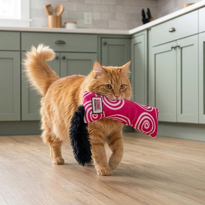 KONG Kickeroo Swirl Cat Toy Plush with Crinkle Sound, Soft Catnip Toy