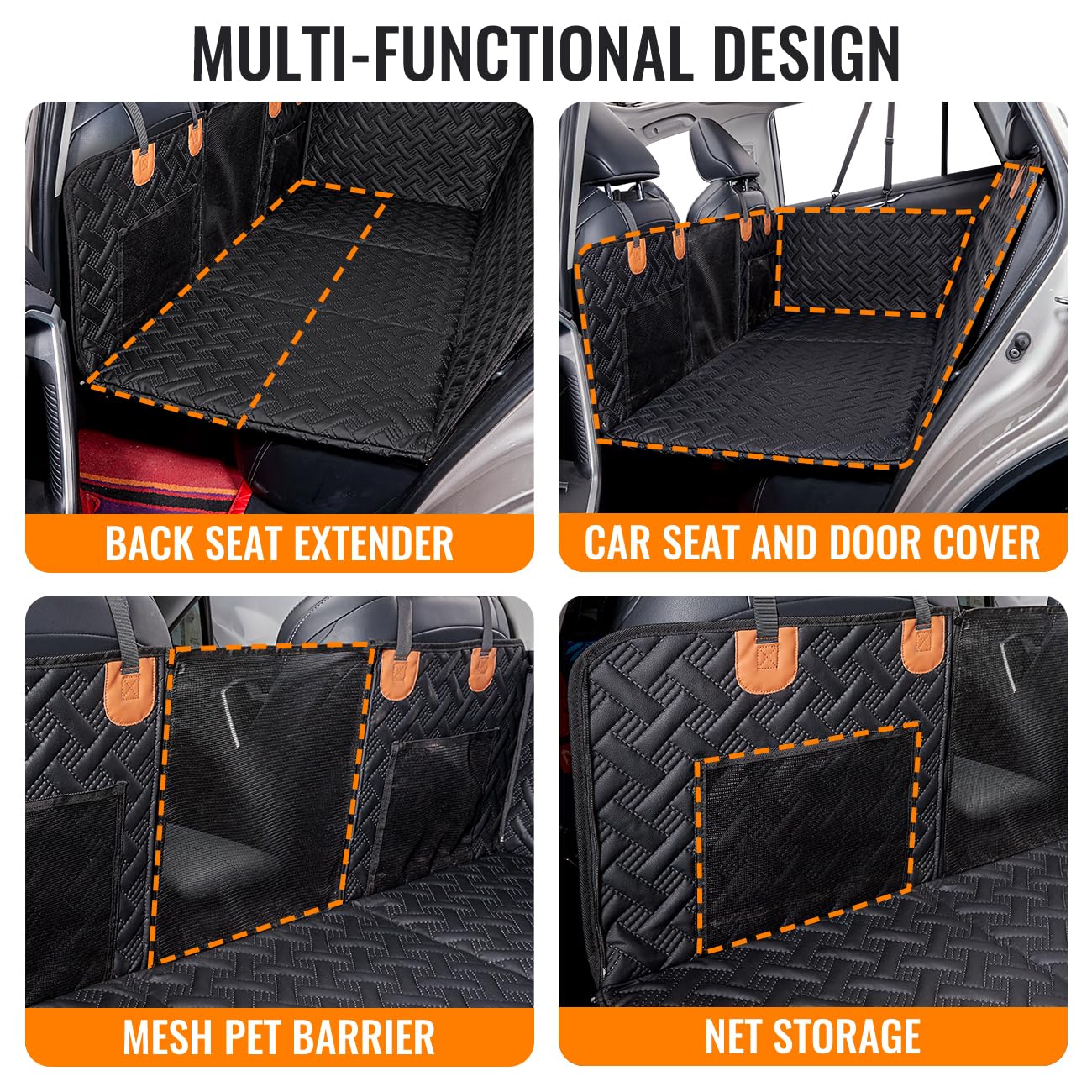 MAXFUT Dog Back Seat Extender,Backseat Pet Cover for Dogs,Rear Seat