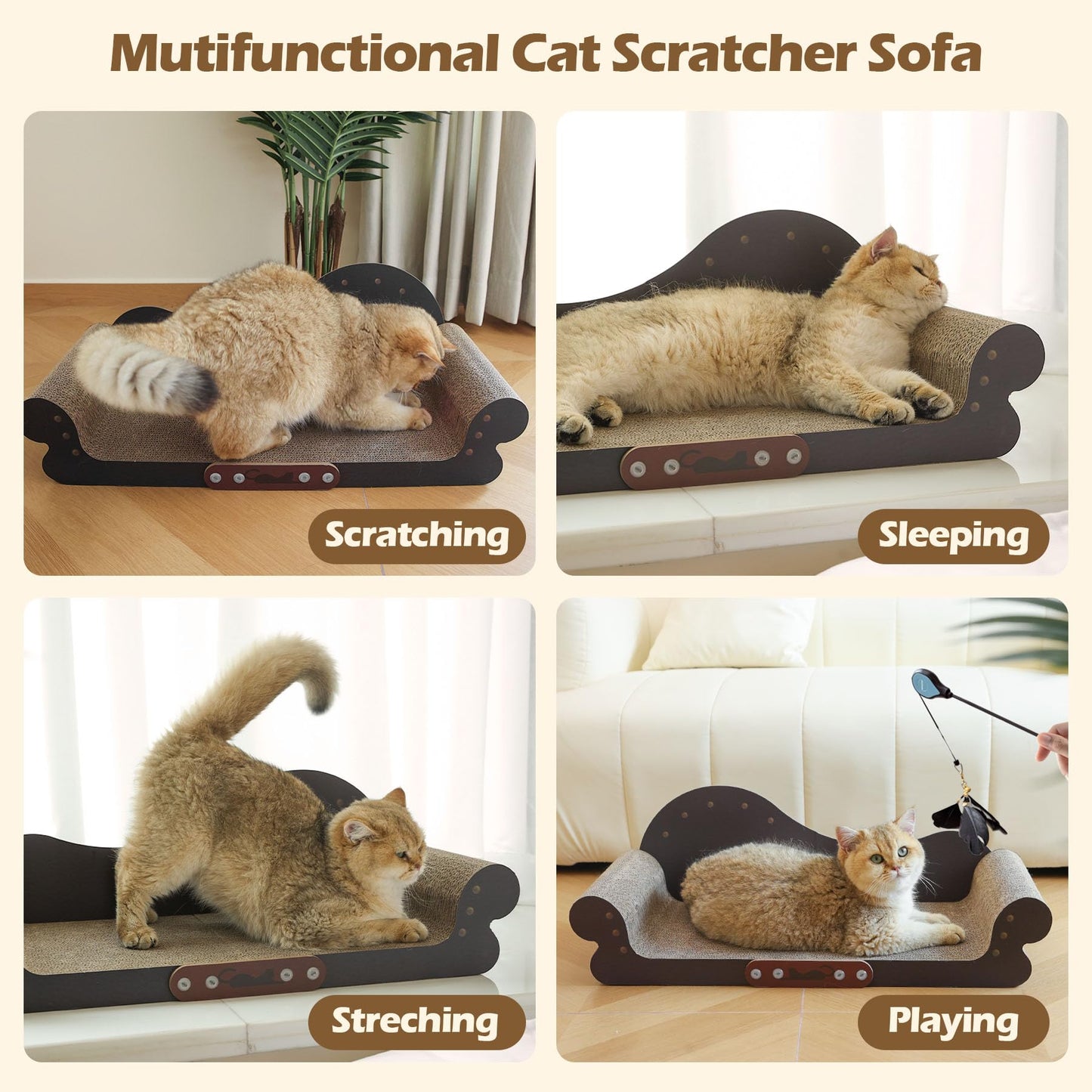 ComSaf Large Cat Scratcher Bed 26" Cat Scratching Board Cat Board
