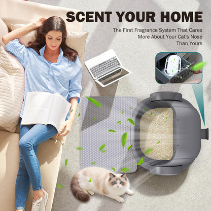 Automatic Litter Box, Open Top Large Self Cleaning Cat Litter Box
