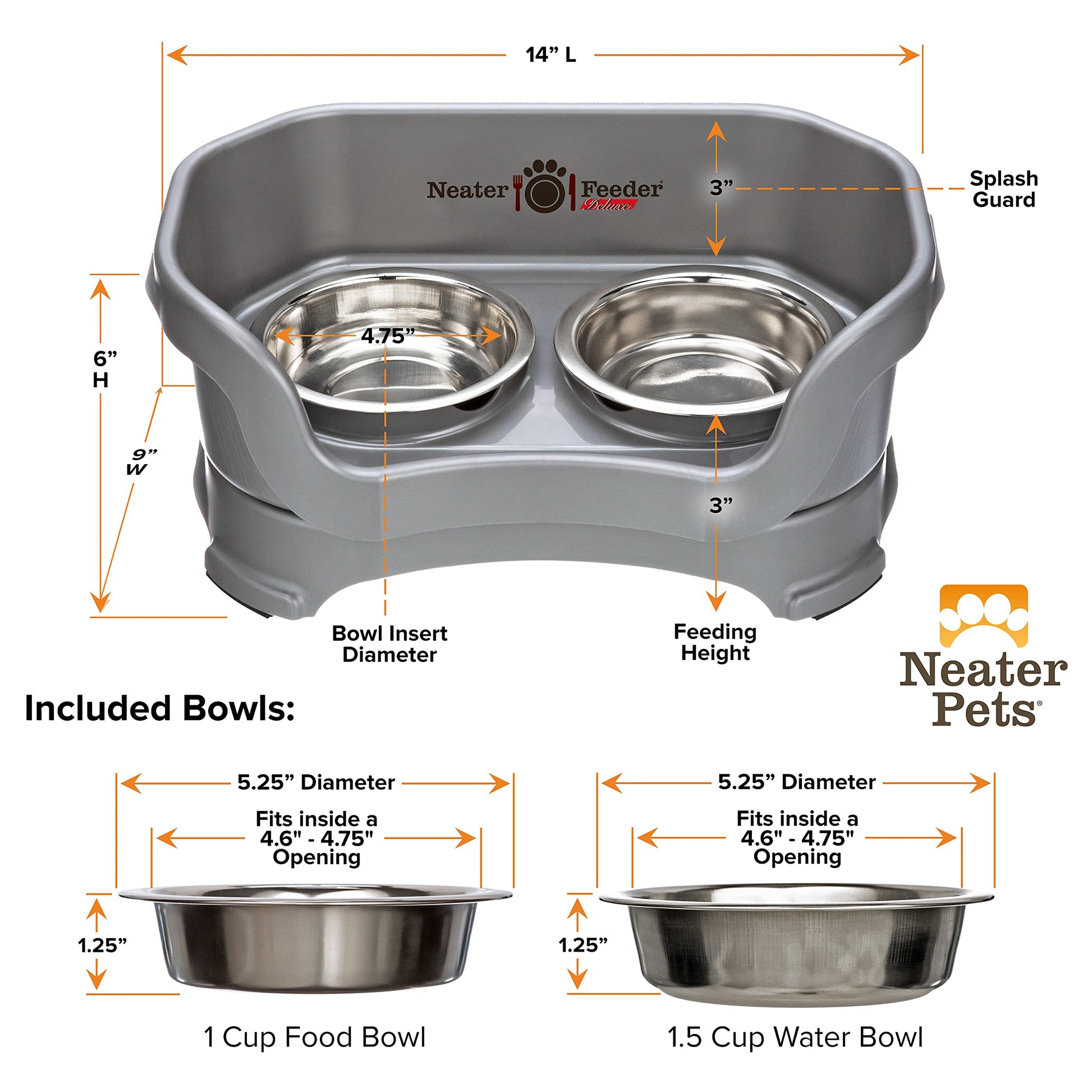 Neater Pet Brands Neater Feeder Deluxe Mess Proof Cat Bowls Bowl