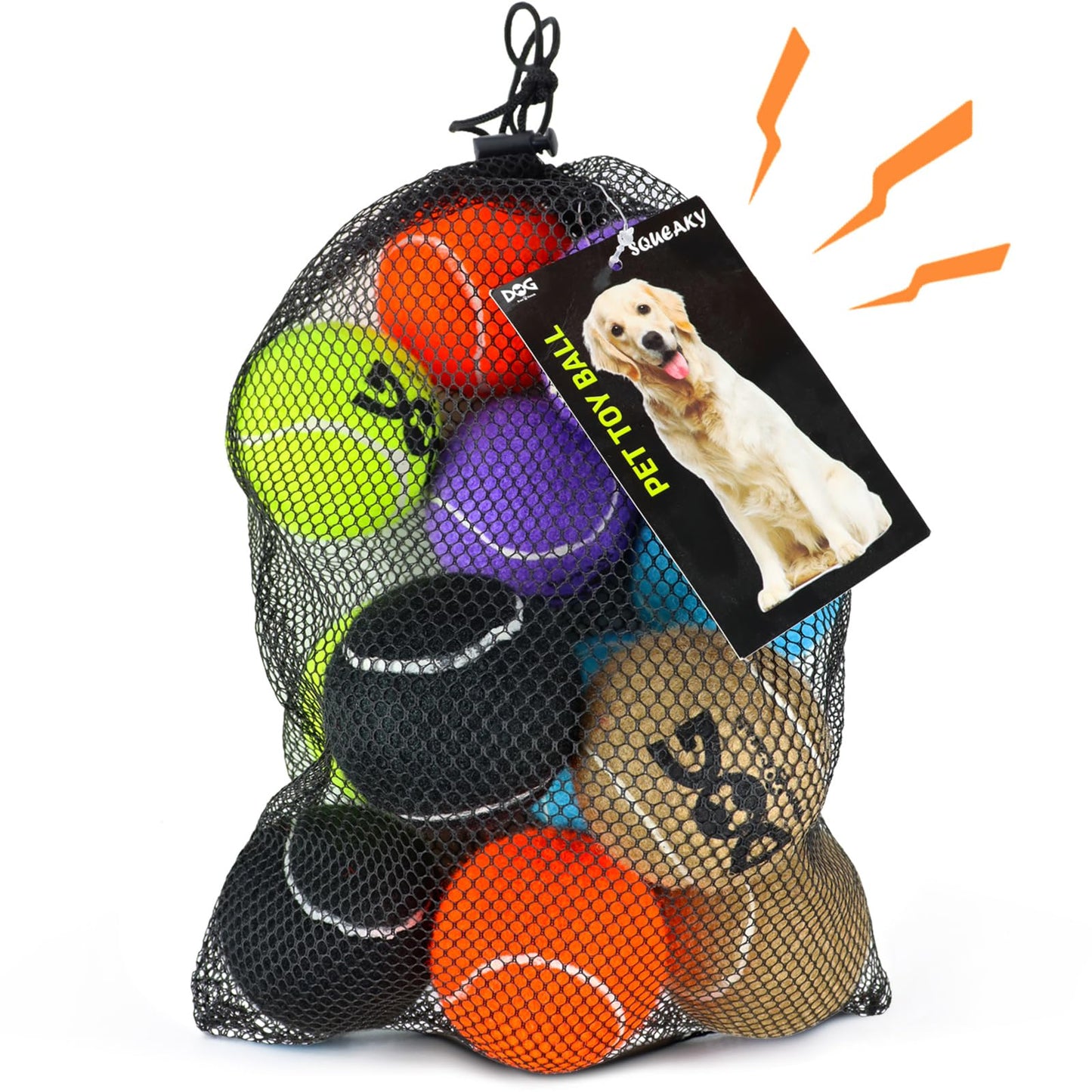 INSUM Squeaky Tennis Balls for Dogs 12 Pack 2.5'' Durable Balls