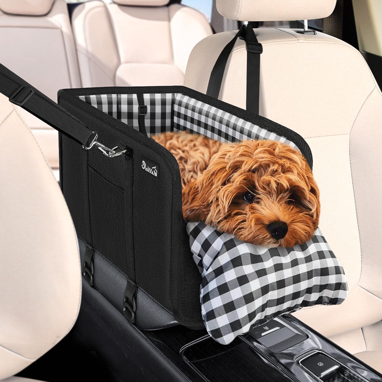 SlowTon Console Dog Car Seat Portable Dogs Armrest Booster Seat