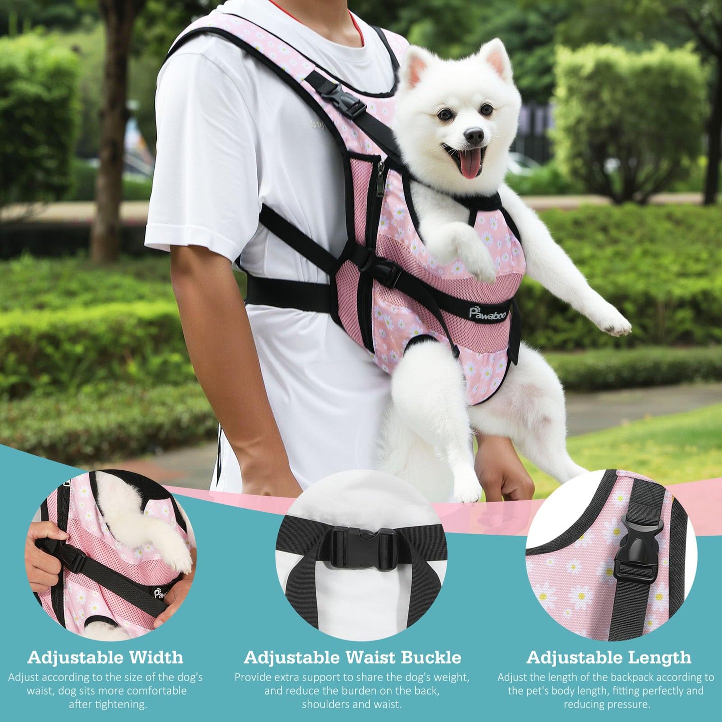 Pawaboo Pet Dog Front Carrier Backpacks, Legs Out Pet Carrier