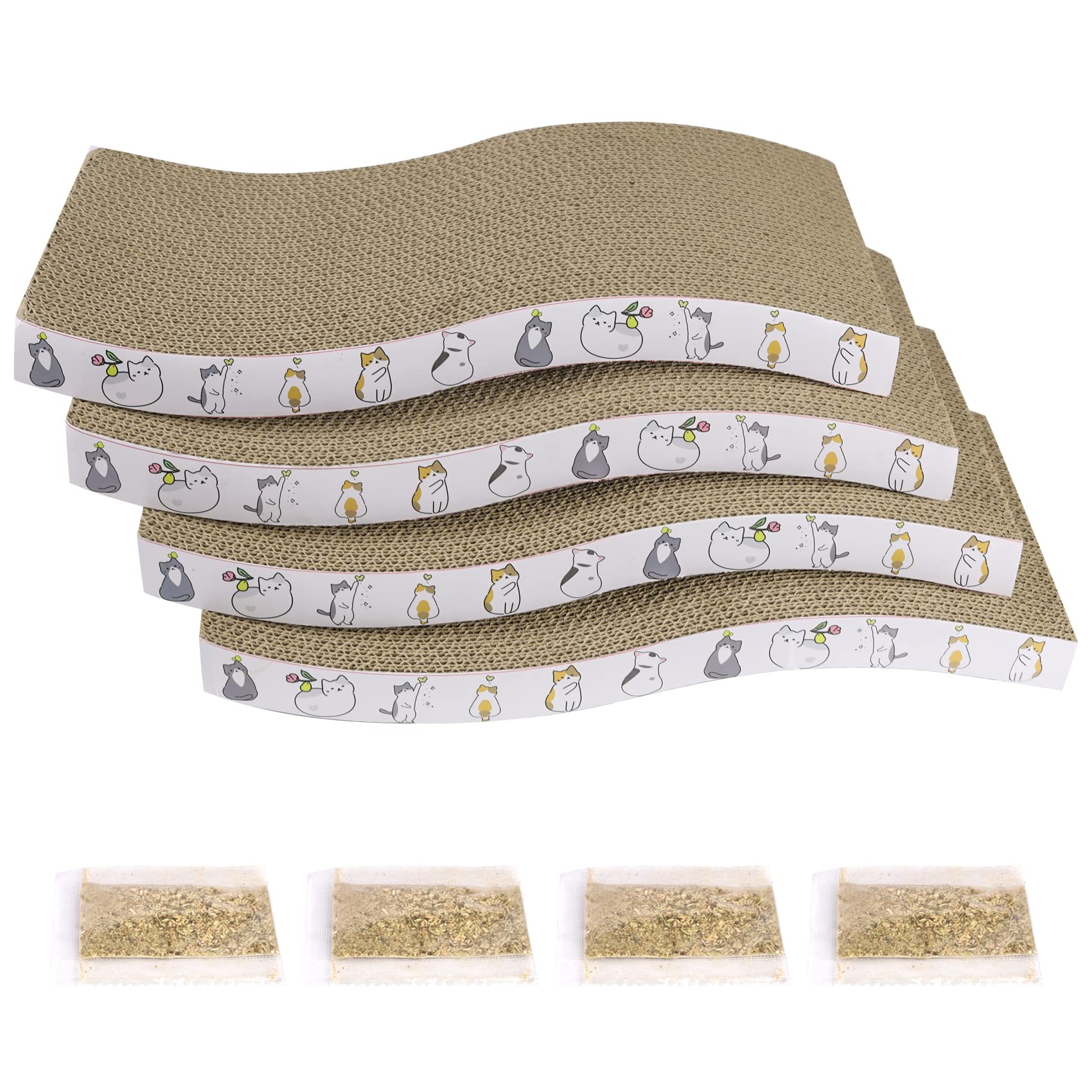 PatiencET Cat Scratcher Cardboard 4 Pack Cat Scratch Pad Sofa