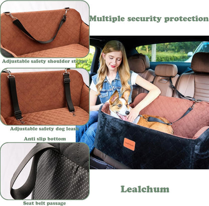 Lealchum Dog Car Seat for Medium/Large Dogs,2 Clip-On Safety Seat