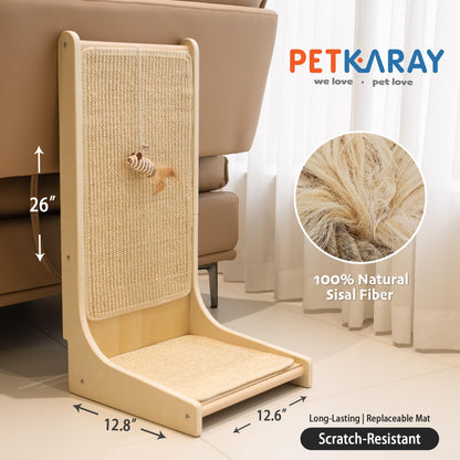 PETKARAY Sisal Cat Scratcher, Upright Cat Scratch Pad Wall Mounted Pad