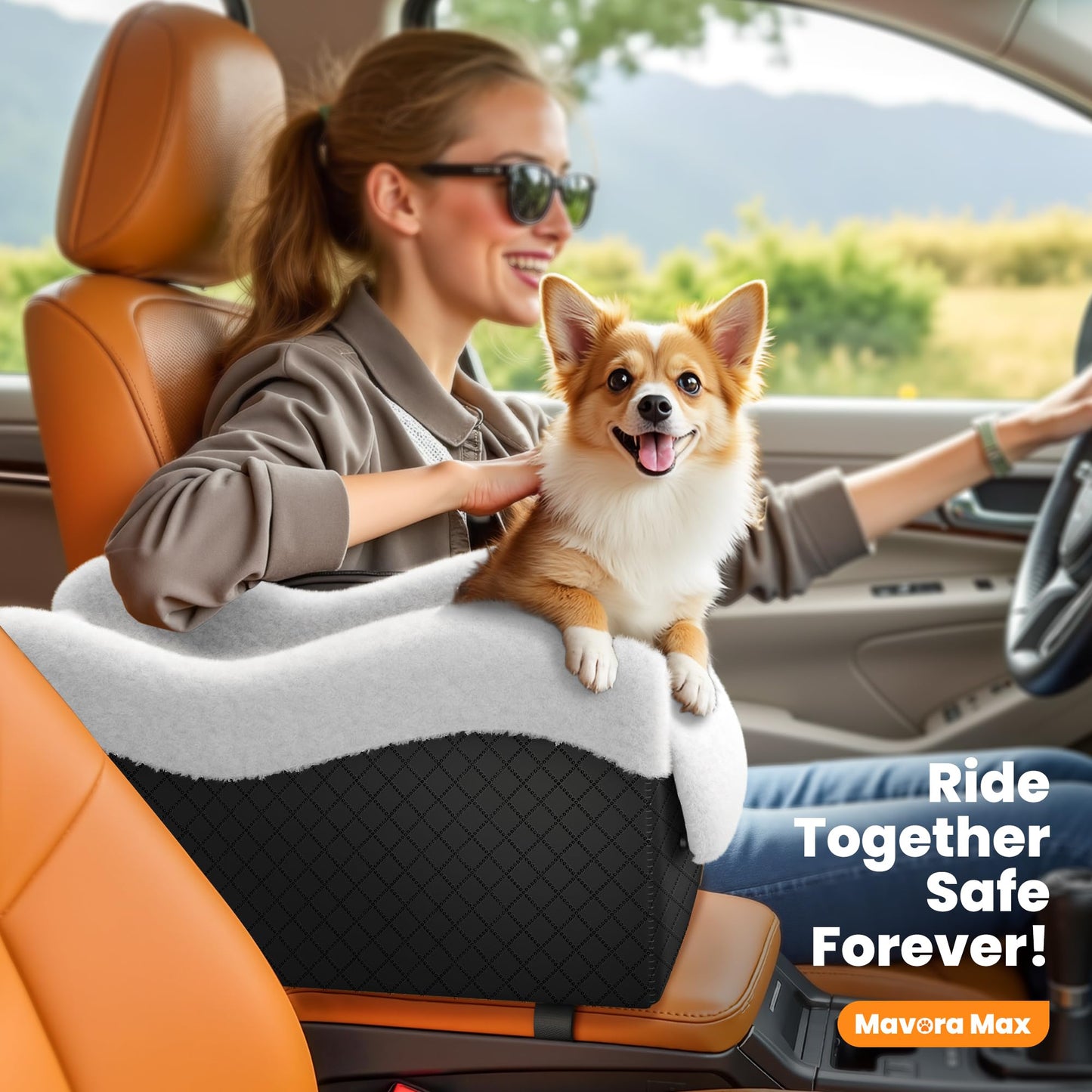 Mavora Max Portable Small Dog Seat for Car, Luxury Center Console Seat