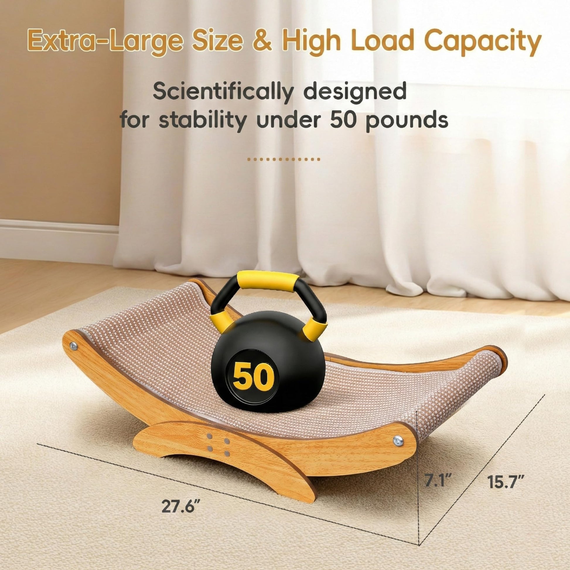 Extra-Larger Cat Scratcher Bed for Indoor Cats 27.6" Natural Sisal Pad