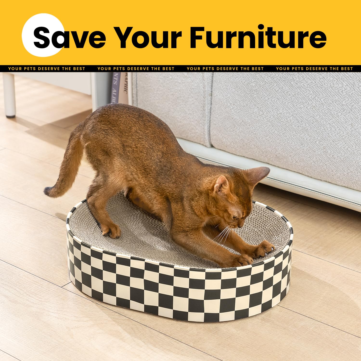 Conlun Cat Scratcher Cardboard, 1 Oval Cat Scratch Pad Bowl for Pad
