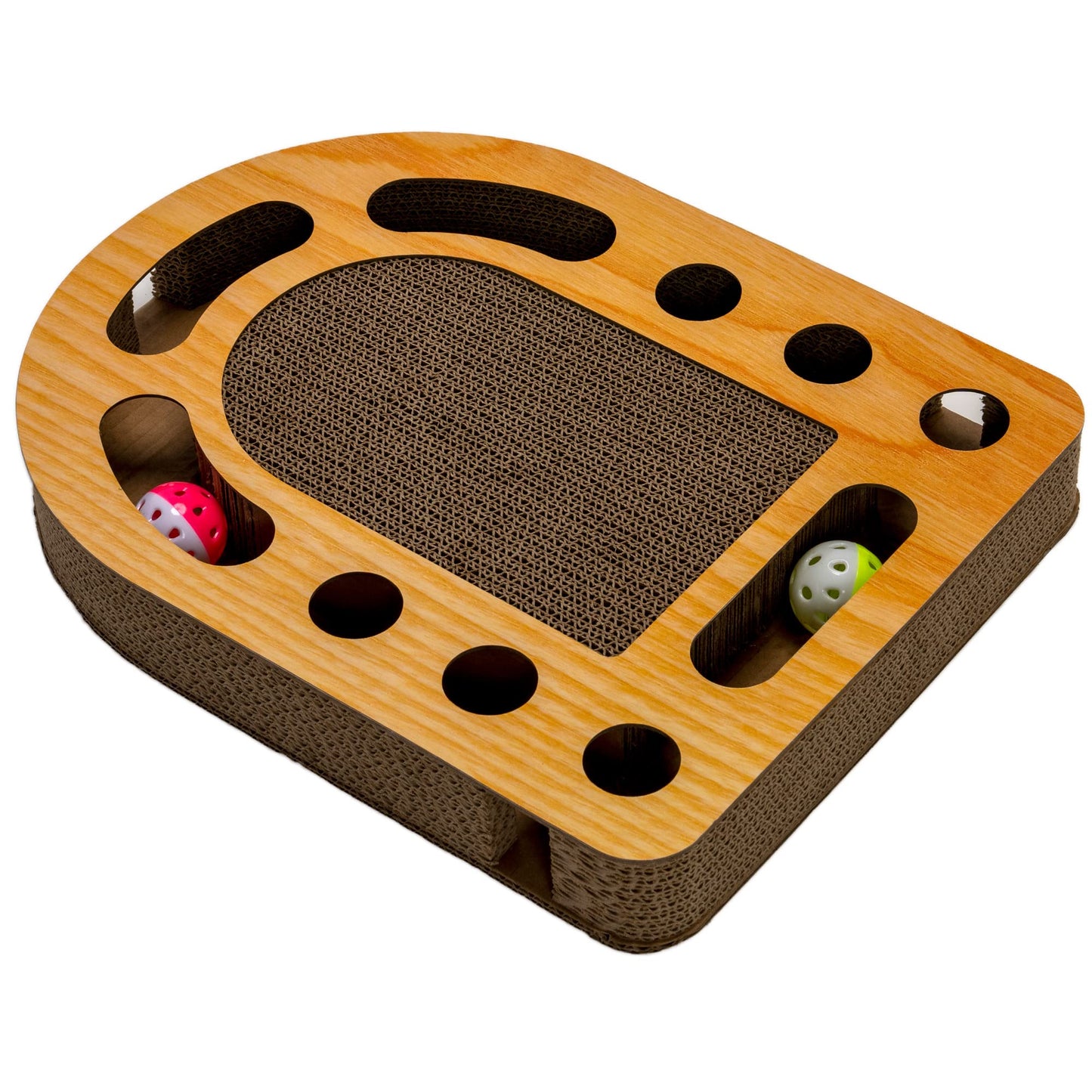 Furhaven Scratching Pad Ball Track Cat Toy w/ Catnip for Indoor Catnip