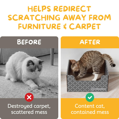 Hide Scratch Cardboard Cat Scratcher Box Bed Diamond, Double-Sided Pad