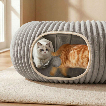 MOYMO Cat Tunnel Bed for Indoor Cats, Peekaboo Cat Cave Bed,Soft Bed