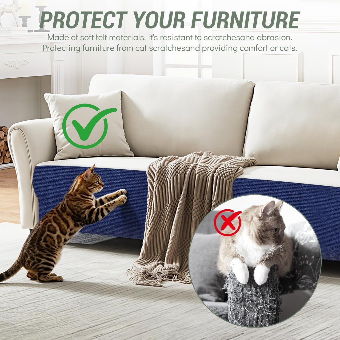 Cat Scratch Couch Protector x15.8" Self-Adhesive Furniture Bed