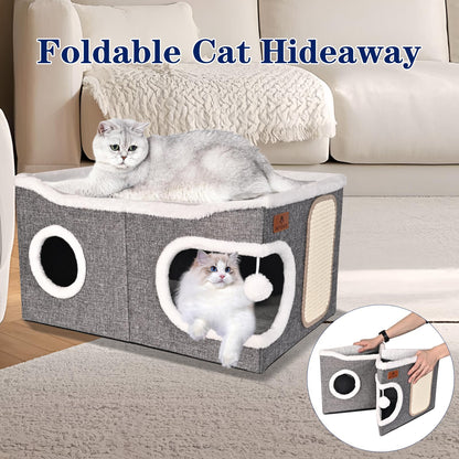 Extra Large Cat Beds for Indoor Cats, Covered Cat Cave Beds Furniture
