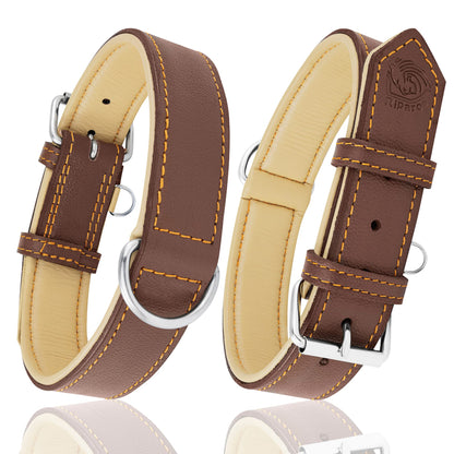 Riparo Adjustable Leather Dog Collar Heavy Duty Wide Dog Collar