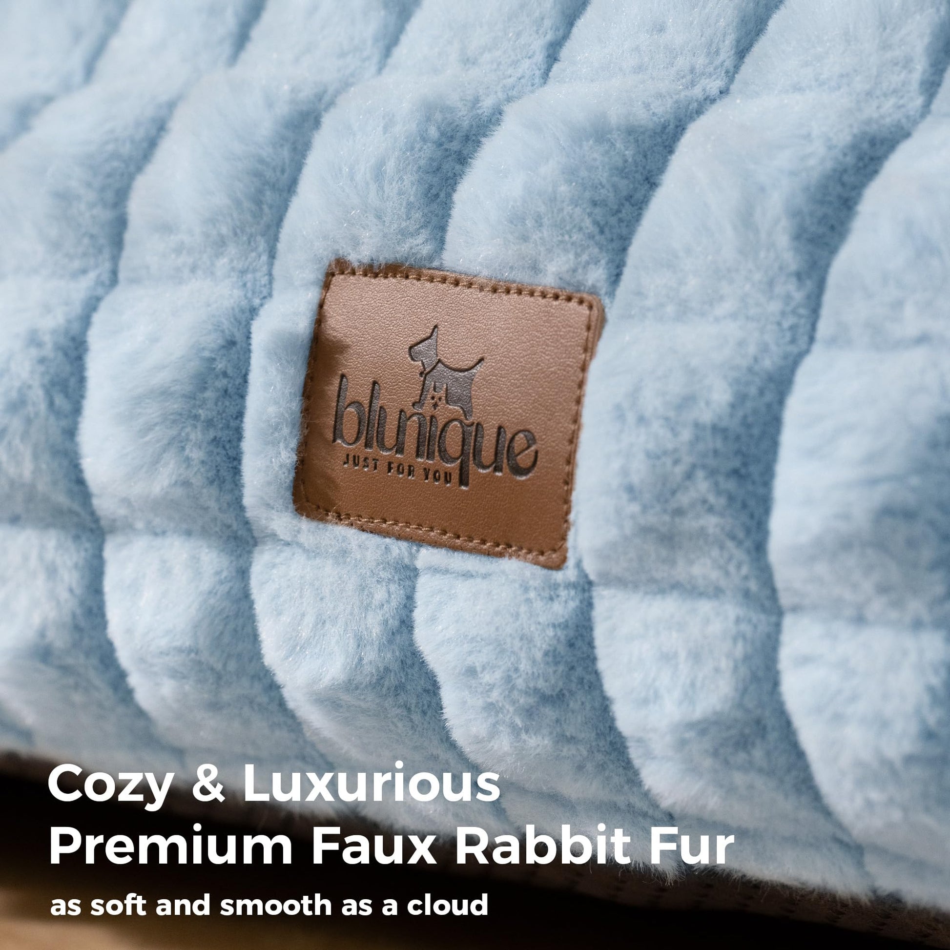 blunique Cute Cat Couch Bed for Indoor Cats Fluffy Faux Rabbit Fur Bed