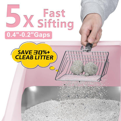 AIPERRO Stainless Steel Litter Box, XL Enclosed Cat Litter Box