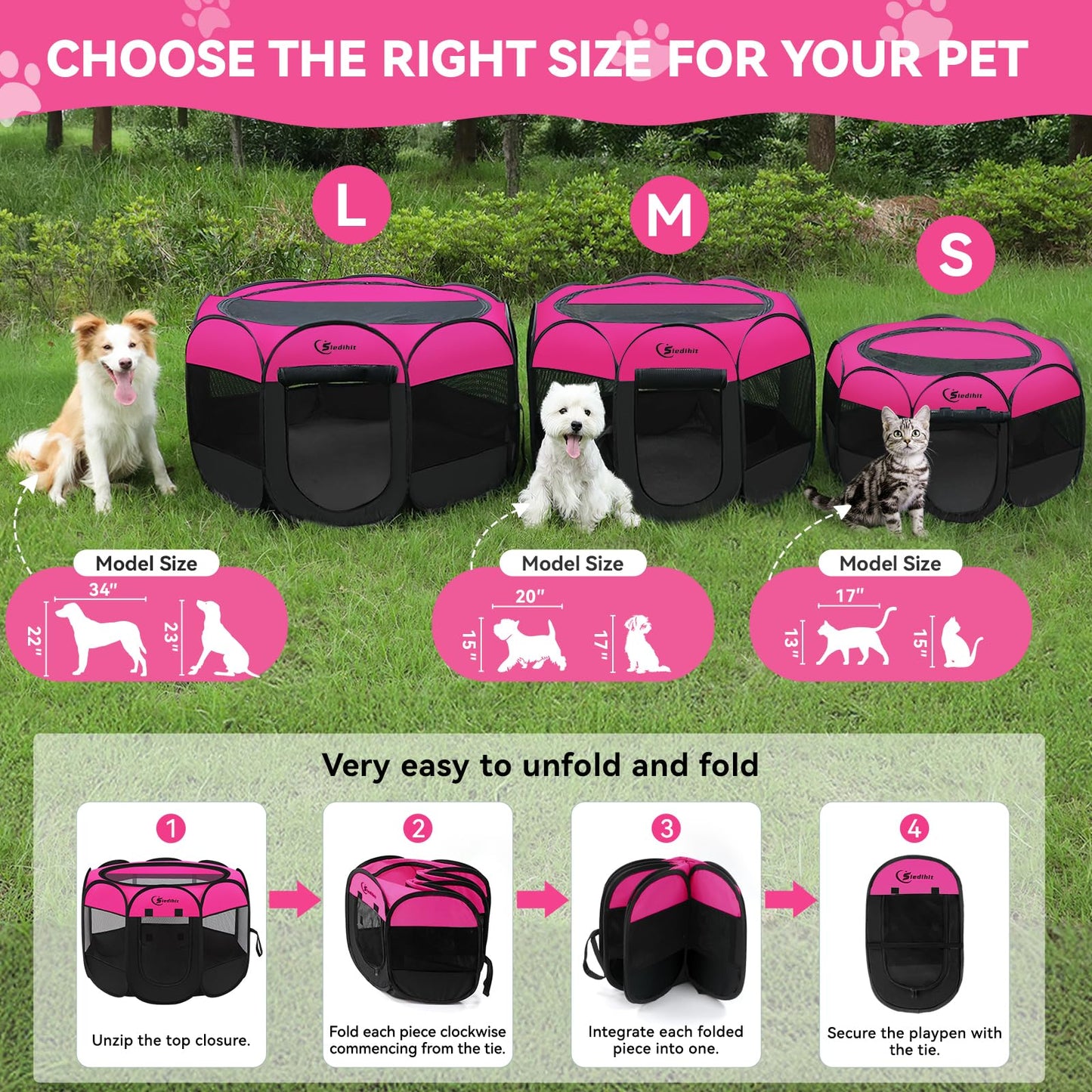 Siedihit Dog Cat Playpen, Large Puppy Pet Playpen, Dog Crate Tent Cage
